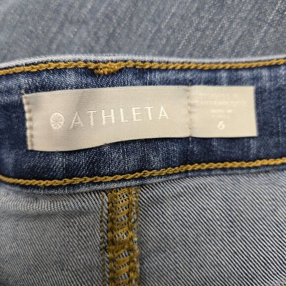Athleta Sculptek Skinny‎ Jeans Size 6 Blue Denim Stretch Classic Dark Side Seam - Picture 3 of 9